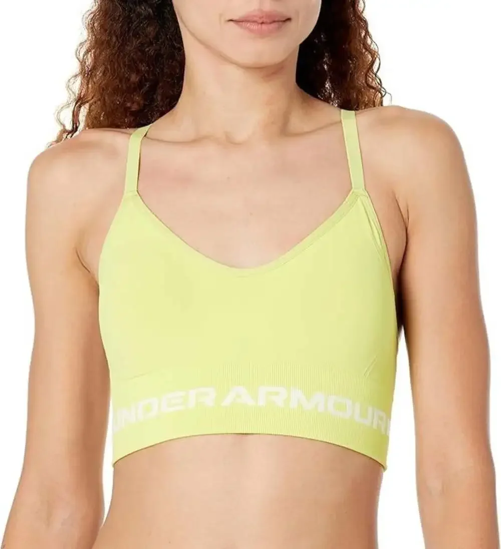 Under Armour Seamless Low Long Women's Size XS Lime Yellow White Sports Bra NWT